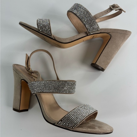 Nina Shoes - Nina rhinestone strappy heeled sandals nude Size 8.5 special occasion wedding